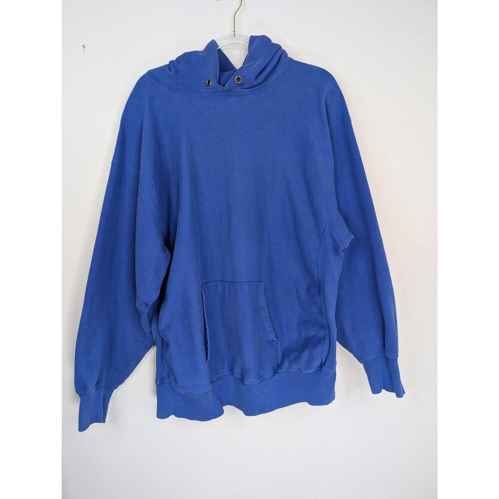 Vintage Reverse Weave Lands' End Champion Hoodie Mens 2XL Blue Warm Up USA 90s